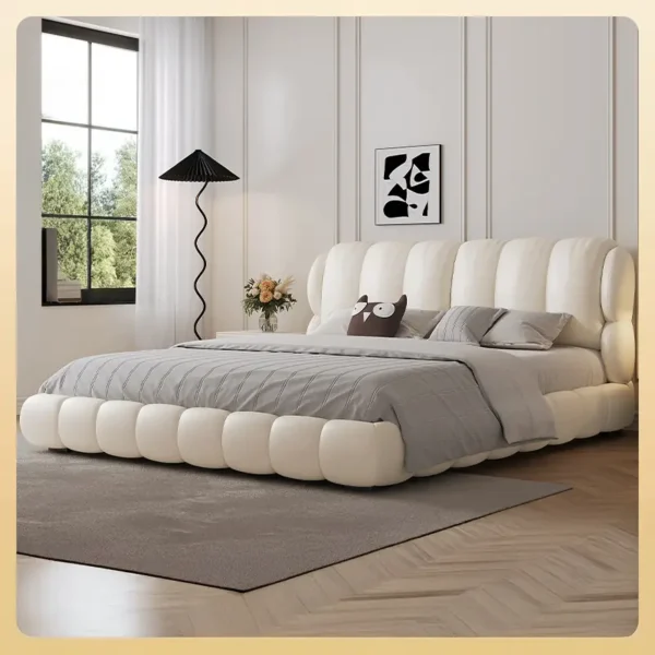 Giường Ngủ Gỗ MDF Đầu Giường Bọc Da Trắng Hiện Đại - SP12860