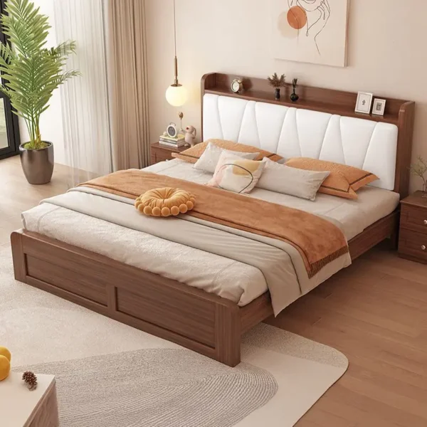 Giường Ngủ Gỗ MDF Đầu Giường Bọc Da Trắng Hiện Đại - SP12863