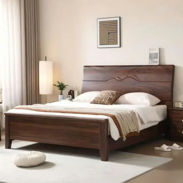 Giường Ngủ Gỗ Nam Phi Sơn Màu óc Chó Sang Trọng - SP13515