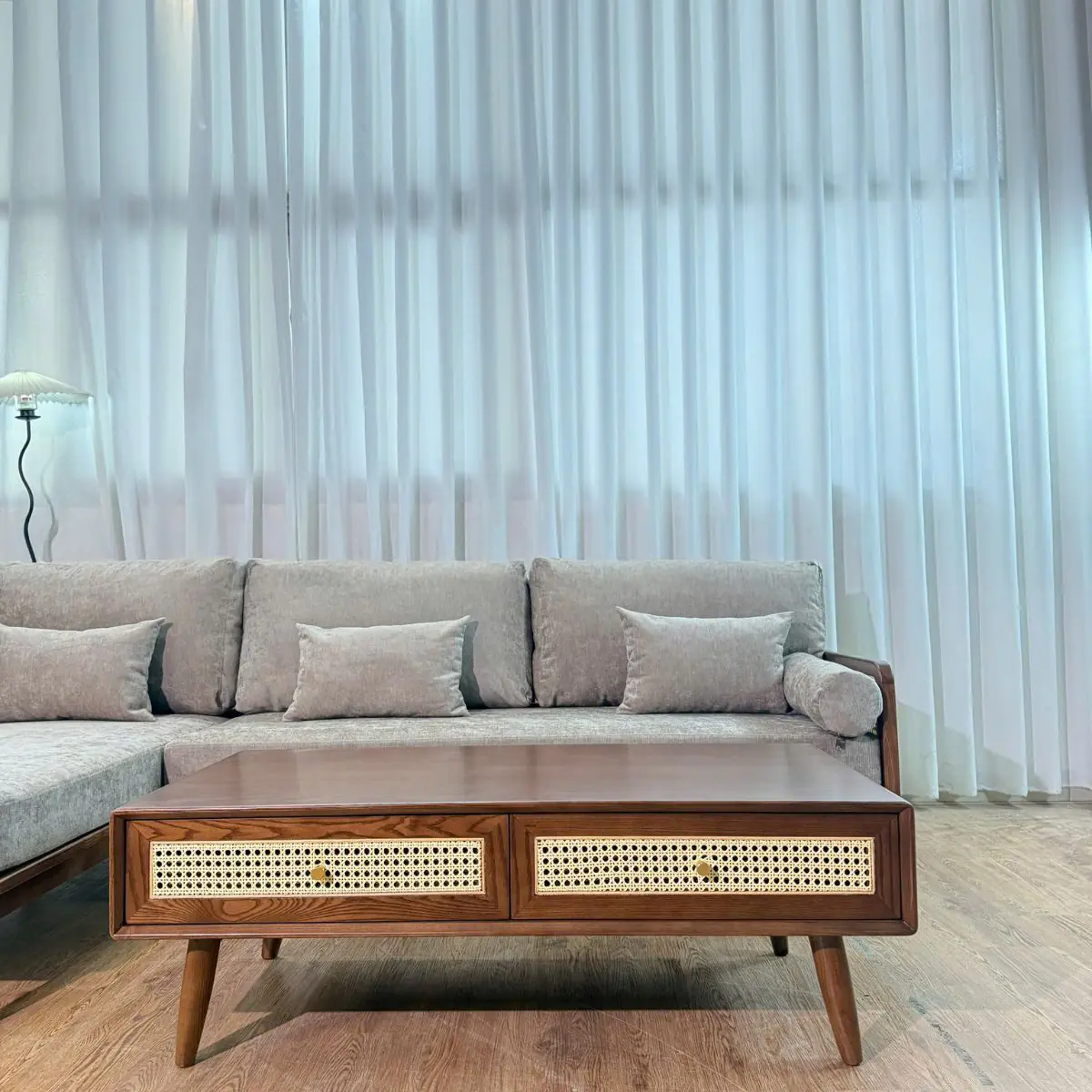 SOFA GÓC GỖ TẦN BÌ PHỐI NAN MÂY BỌC VẢI NỈ CAO CẤP - SP13622 12 sofa goc go tan bi phoi nan may boc vai ni cao cap sp13622 1