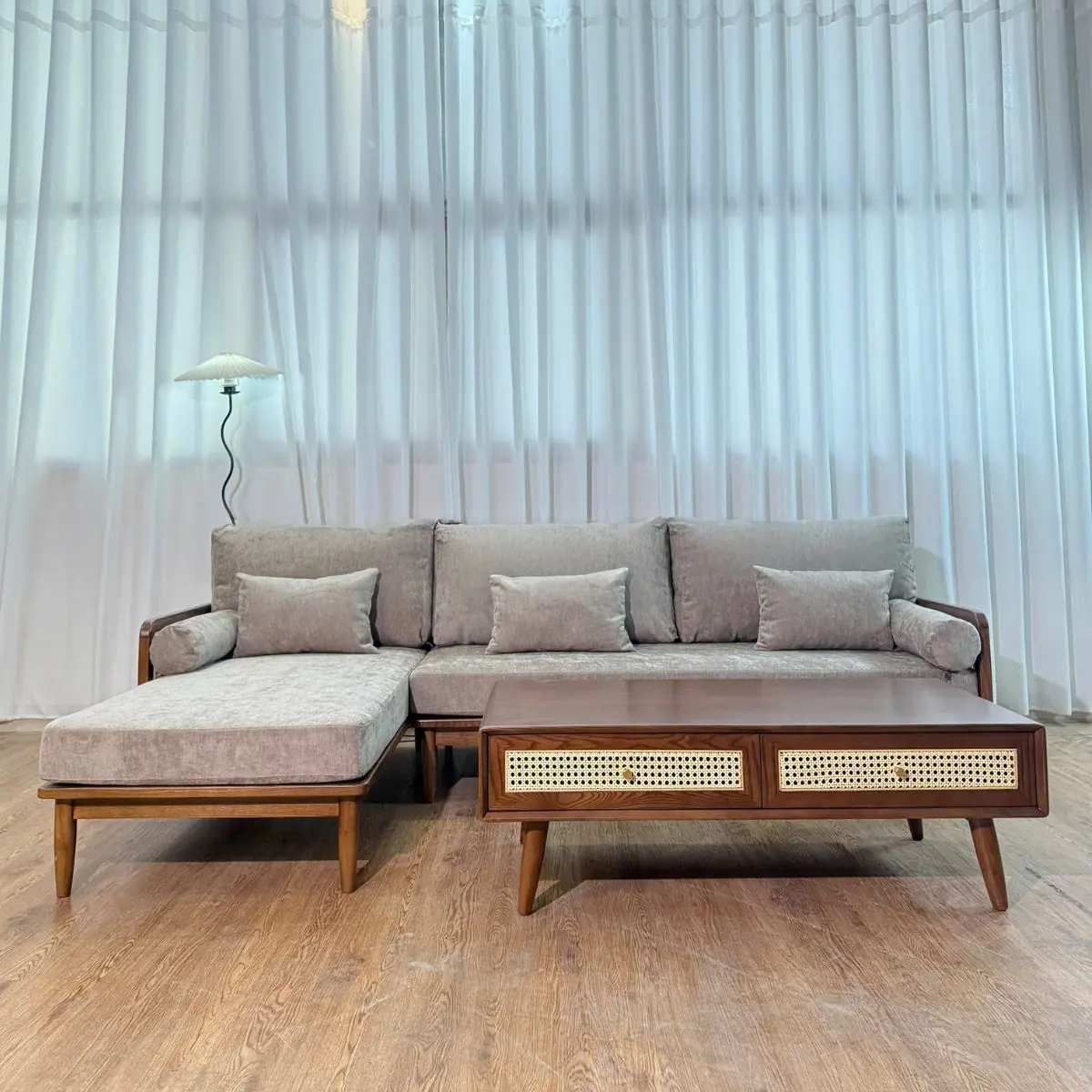 SOFA GÓC GỖ TẦN BÌ PHỐI NAN MÂY BỌC VẢI NỈ CAO CẤP - SP13622 10 sofa goc go tan bi phoi nan may boc vai ni cao cap sp13622 4