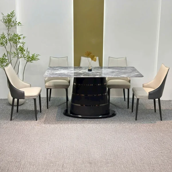 Bàn Ăn Mặt Đá 6 Ghế Chân Trụ Thanh Lịch - SP14299