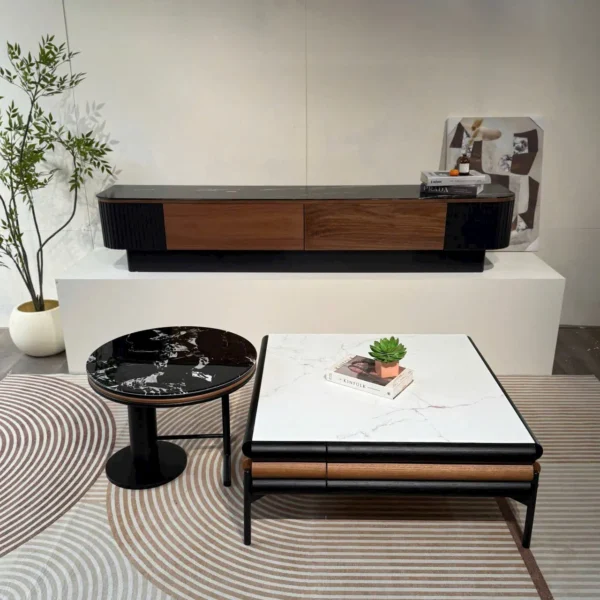 Bàn Trà Đôi Mặt Đá Phối Màu Thanh Lịch - SP14600