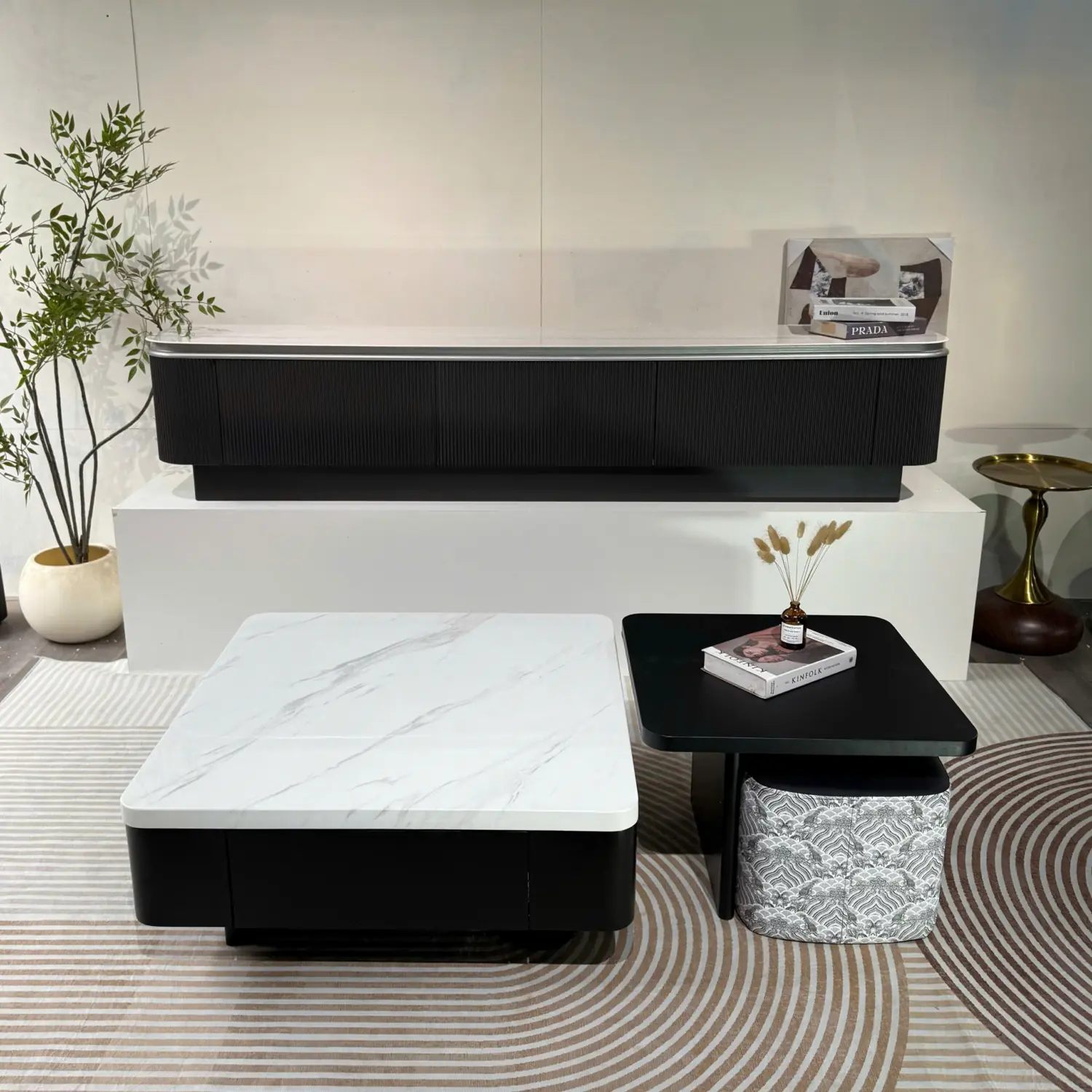 Bàn Trà Đôi Mặt Đá Vuông Phối Đen Trắng Cao Cấp - SP14326 10 ban tra doi mat da vuong phoi den trang cao cap sp14326