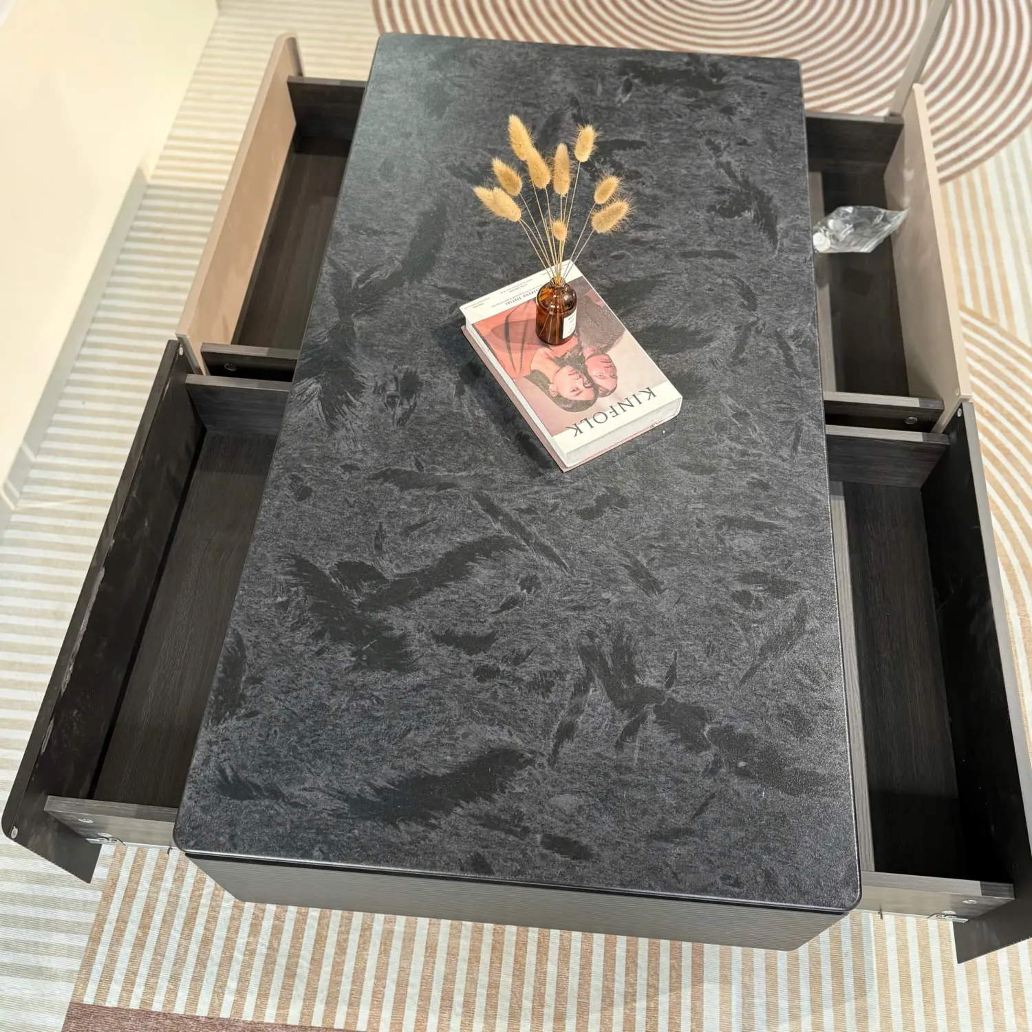 Bàn Trà Vuông Mặt Đá Vân Mây Đen Cao Cấp - SP14280 13 ban tra vuong mat da van may den cao cap sp14280 1