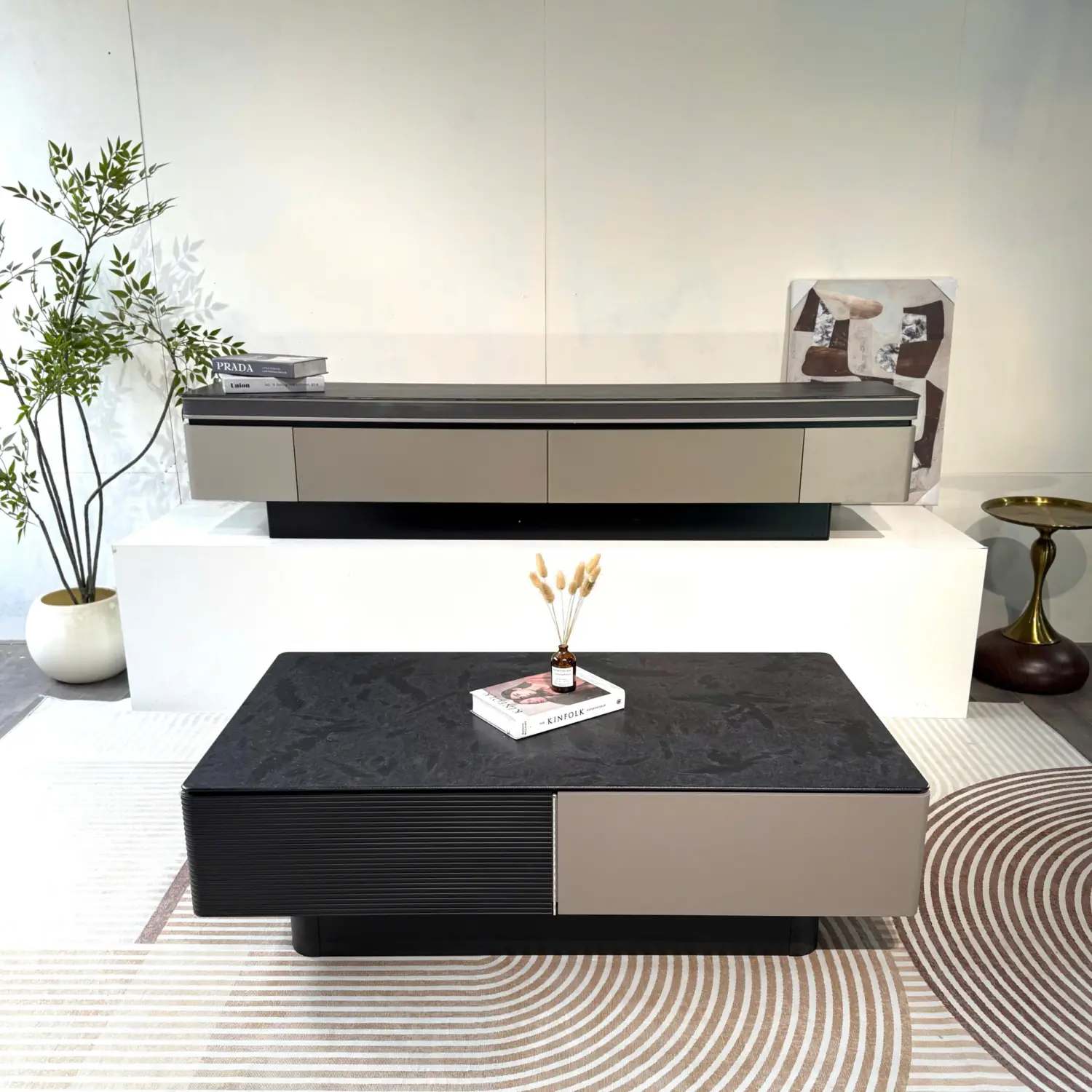 Bàn Trà Vuông Mặt Đá Vân Mây Đen Cao Cấp - SP14280 1 Bàn Trà Vuông Mặt Đá Vân Mây Đen Cao Cấp - SP14280