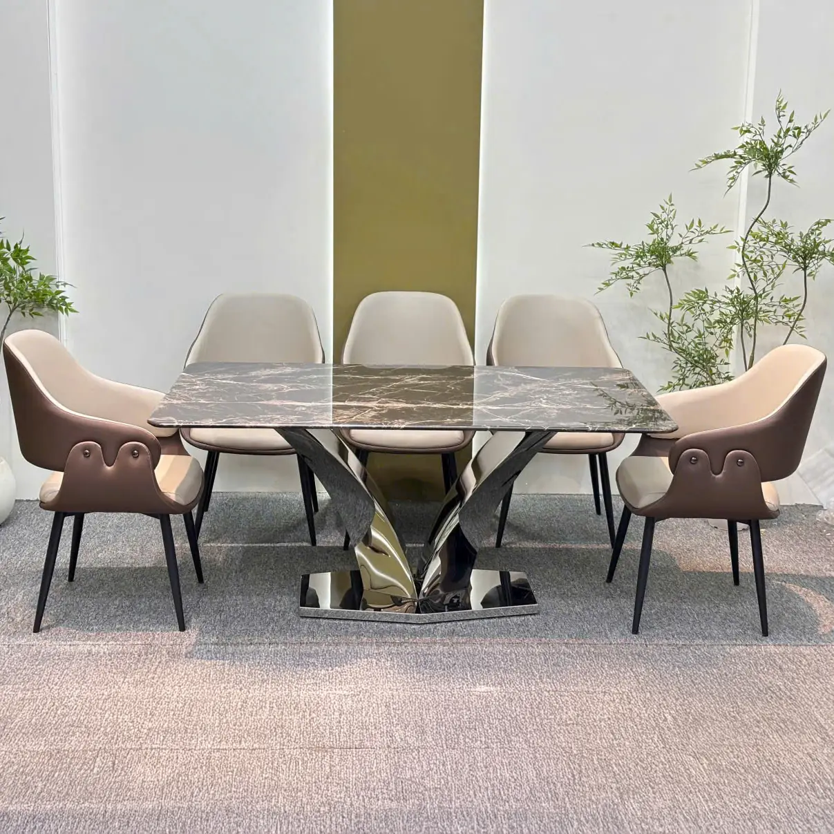 Bộ Bàn Ăn 6 Ghế Chân Inox Chữ V Cách Điệu Hiện Đại - SP14237 12 bo ban an 6 ghe chan inox chu v cach dieu hien dai sp14237 1