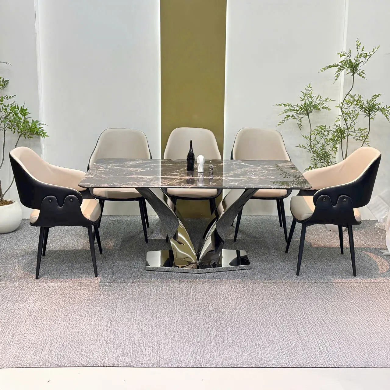 Bộ Bàn Ăn 6 Ghế Chân Inox Chữ V Cách Điệu Hiện Đại - SP14237 17 bo ban an 6 ghe chan inox chu v cach dieu hien dai sp14237 5