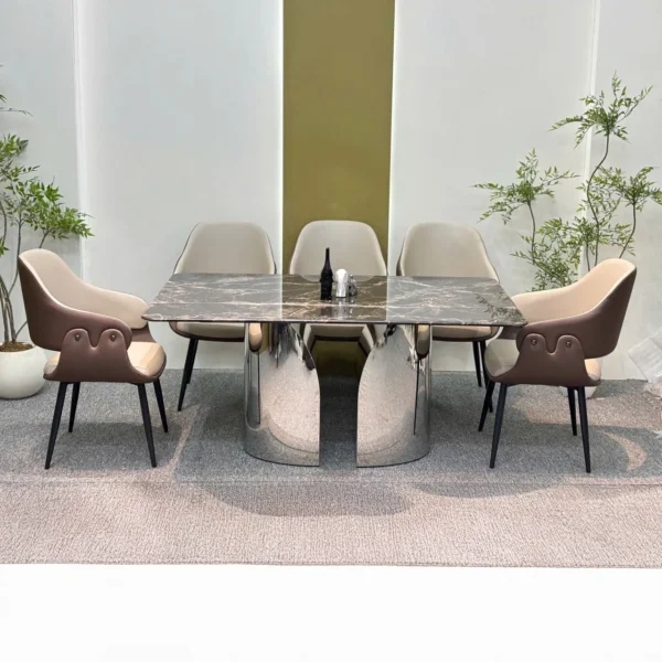 bo ban an 6 ghe chan inox tru cong cao cap sp14251 1