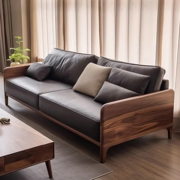 Ghế Sofa Gỗ Cao Cấp Đệm Da Êm Ái - SP14513