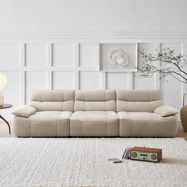 Ghế Sofa Văng Bọc Da Dáng Thấp Chần Múi Êm Ái Hiện Đại - SP14922