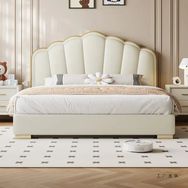 Giường Ngủ Bọc Da Cao Cấp Tựa Đầu Cánh Hoa Dễ Thương - SP13895