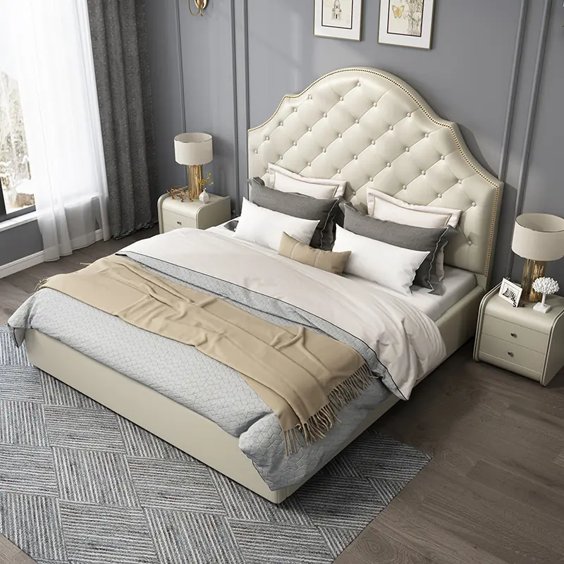 Giường Ngủ Bọc Da Chần Nút Tân Cổ Điển Đầu Giường Uốn Lượn Sang Trọng - SP13923 13 giuong ngu boc da chan nut tan co dien dau giuong uon luon sang trong sp13923 1