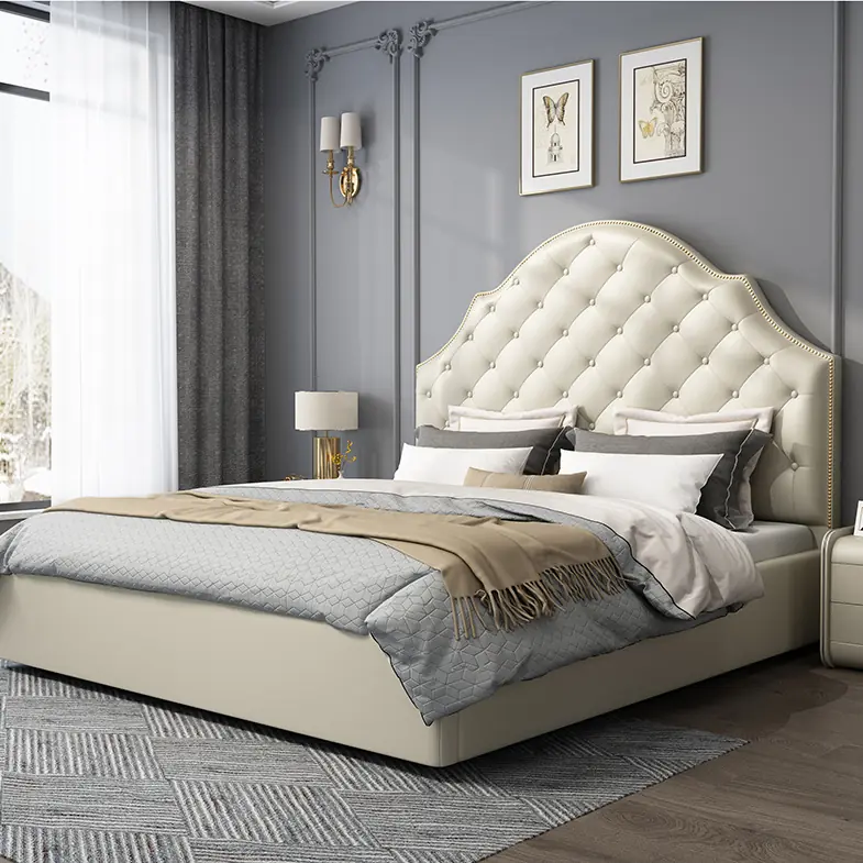 Giường Ngủ Bọc Da Chần Nút Tân Cổ Điển Đầu Giường Uốn Lượn Sang Trọng - SP13923 11 giuong ngu boc da chan nut tan co dien dau giuong uon luon sang trong sp13923 3