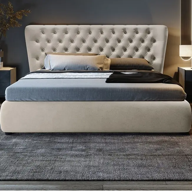 Giường Ngủ Bọc Da Đầu Giường Caro Bo Cong Thanh Lịch - SP13962 1 Giường Ngủ Bọc Da Đầu Giường Caro Bo Cong Thanh Lịch - SP13962