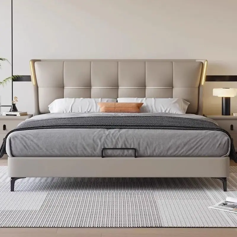 Giường Ngủ Bọc Da Hiện Đại Tựa Đầu Ô Vuông Cao Cấp - SP13880 1 Giường Ngủ Bọc Da Hiện Đại Tựa Đầu Ô Vuông Cao Cấp - SP13880