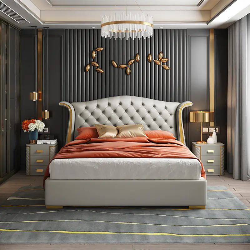 Giường Ngủ Bọc Da Tân Cổ Điển Tai Bè Chần Nút Kim Cương Sang Trọng - SP13929 1 Giường Ngủ Bọc Da Tân Cổ Điển Tai Bè Chần Nút Kim Cương Sang Trọng - SP13929