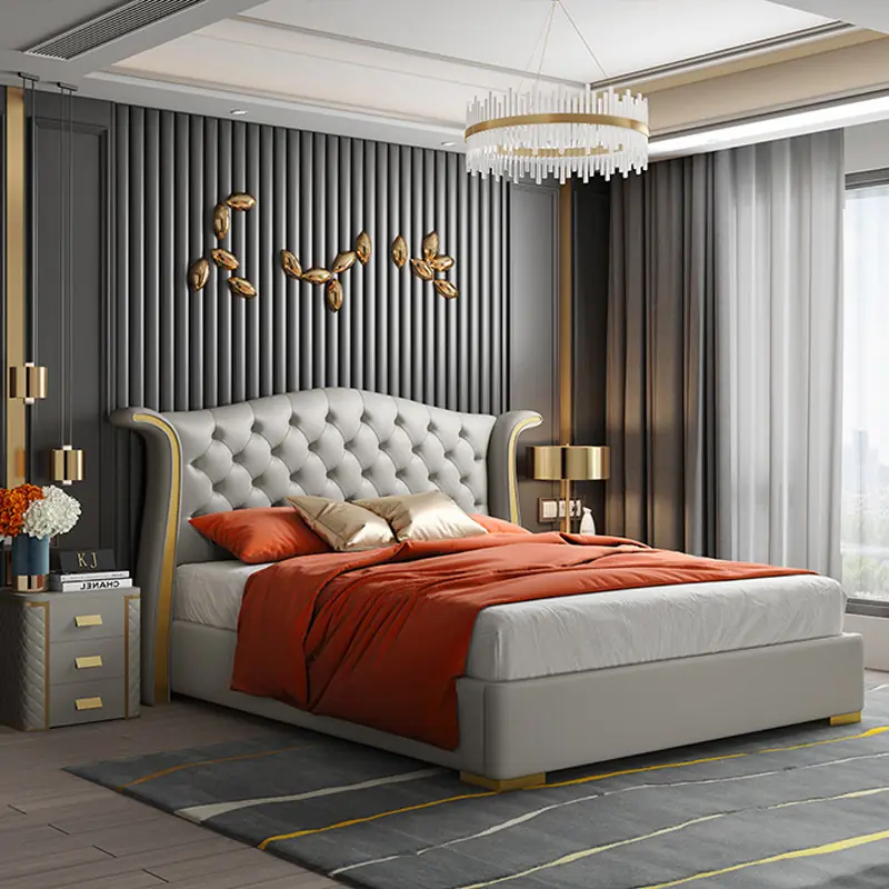 Giường Ngủ Bọc Da Tân Cổ Điển Tai Bè Chần Nút Kim Cương Sang Trọng - SP13929 8 giuong ngu boc da tan co dien tai be chan nut kim cuong sang trong sp13929