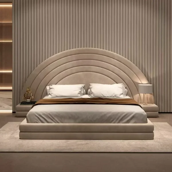 Giường Ngủ Bọc Vải Cao Cấp Đầu Giường Vòng Cung Sang Trọng - SP14823