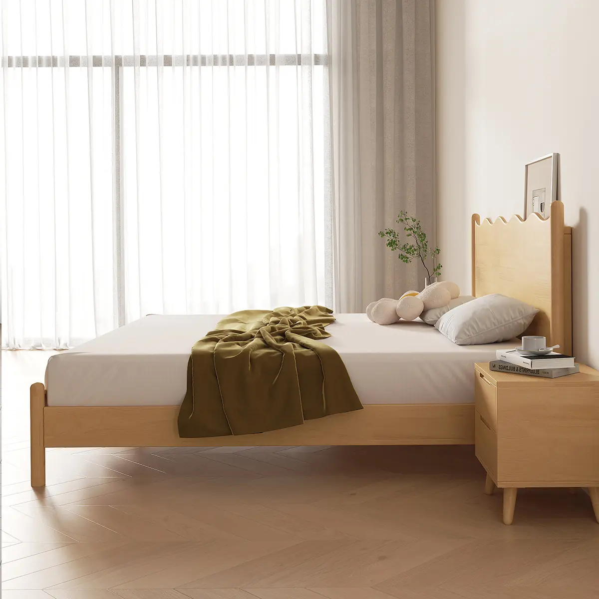 Giường Ngủ Gỗ MDF Thiết Kế Uốn Sóng Thanh Lịch - SP12617 12 giuong ngu go mdf thiet ke uon song thanh lich sp12617 2