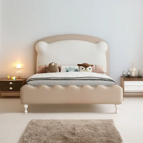 Giường Ngủ Trẻ Em Bọc Da Đầu Giường Bo Cong Dễ Thương - SP14794