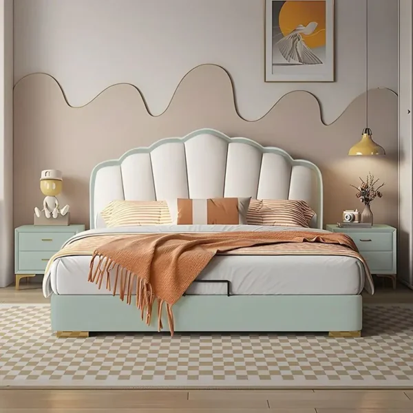 Giường Ngủ Trẻ Em Bọc Da Vỏ Sò Hiện Đại - SP14790