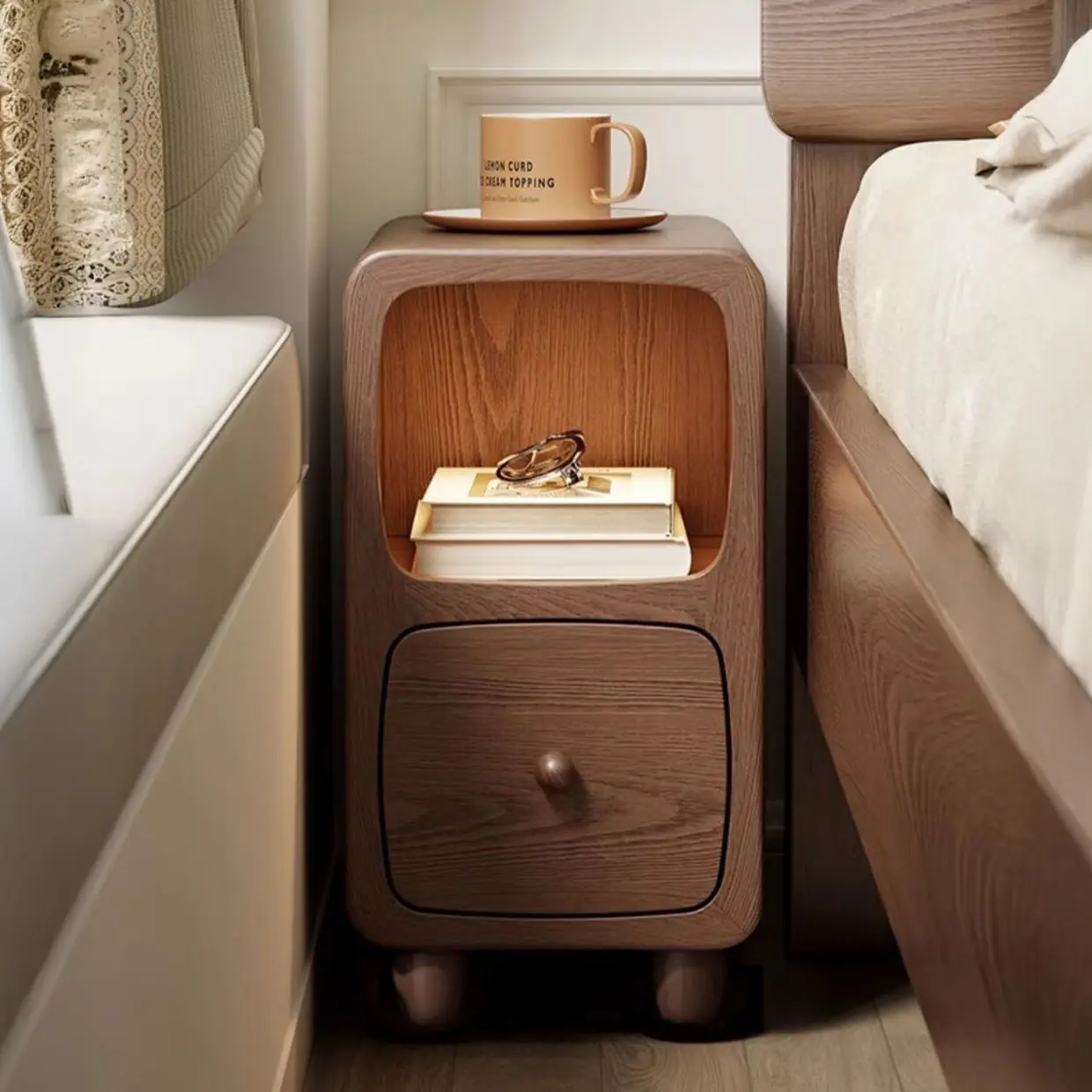 Tủ Đầu Giường Gỗ Bo Tròn 1 Ngăn Kéo Tối Giản Hiện Đại - SP14031 14 tu dau giuong go bo tron 1 ngan keo toi gian hien dai sp14031 3