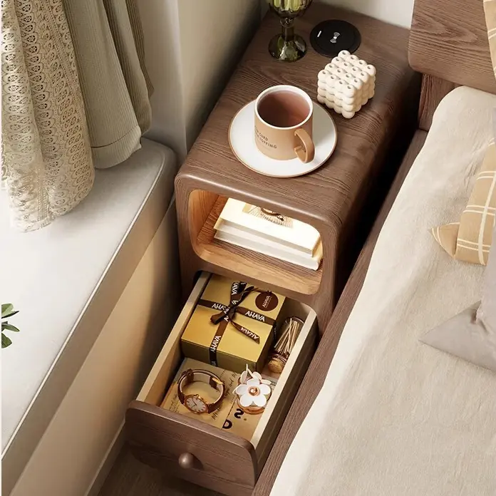 Tủ Đầu Giường Gỗ Bo Tròn 1 Ngăn Kéo Tối Giản Hiện Đại - SP14031 17 tu dau giuong go bo tron 1 ngan keo toi gian hien dai sp14031