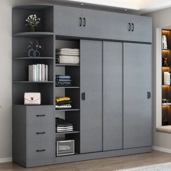 Tủ Quần Áo Cánh Lùa Hiện Đại Kèm Kệ Trang Trí Tiện Lợi - SP13936 9 tu quan ao canh lua hien dai kem ke trang tri tien loi sp13936 9