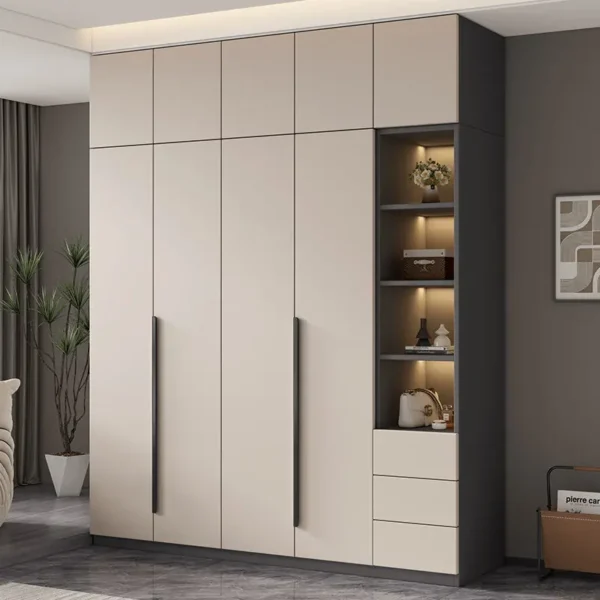 Tủ Quần Áo Cửa Mở Hiện Đại Kèm Kệ Trang Trí Sang Trọng Đa Năng - SP13949