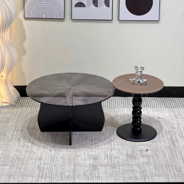 Bàn Trà Tròn Đôi Mặt Đá Chân Cao Sang Trọng - SP15024