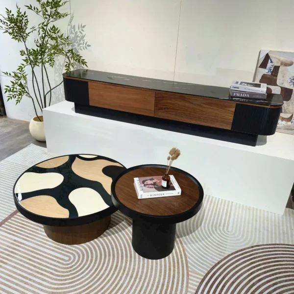 Bàn Trà Tròn Đôi Mặt Đá Phối Màu Độc Đáo Hiện Đại - SP15235 8 ban tra tron doi mat da phoi mau doc dao hien dai sp15235 1