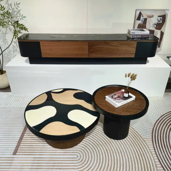 Bàn Trà Tròn Đôi Mặt Đá Phối Màu Độc Đáo Hiện Đại - SP15235 7 ban tra tron doi mat da phoi mau doc dao hien dai sp15235 2