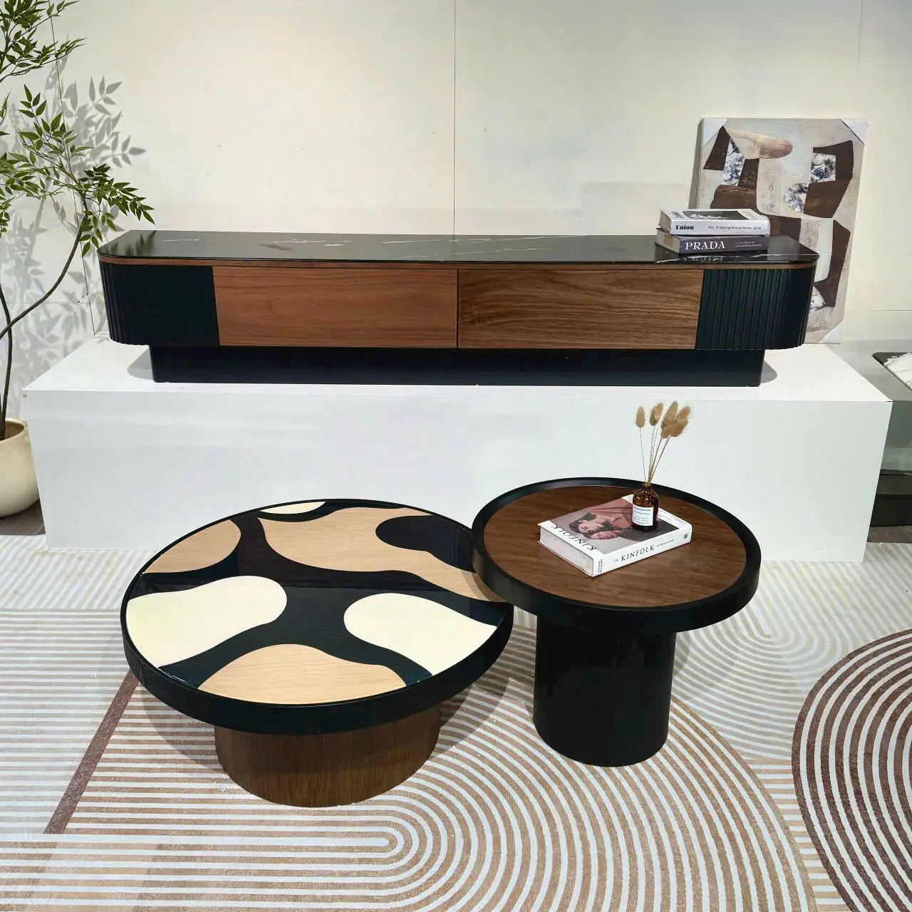 Bàn Trà Tròn Đôi Mặt Đá Phối Màu Độc Đáo Hiện Đại - SP15235 10 ban tra tron doi mat da phoi mau doc dao hien dai sp15235 4