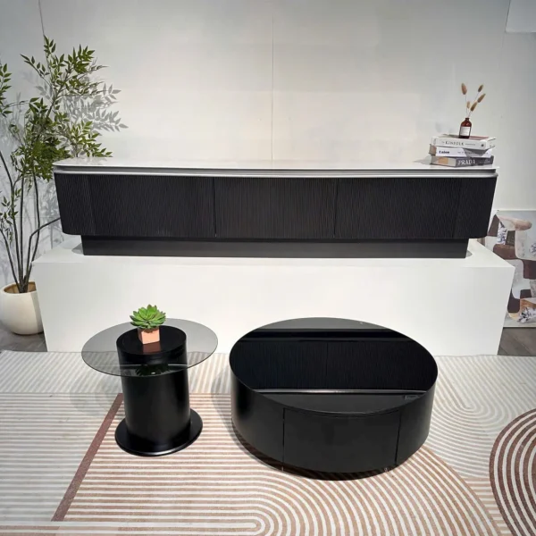 Bàn trà tròn đôi ngăn kéo hiện đại - SP14990