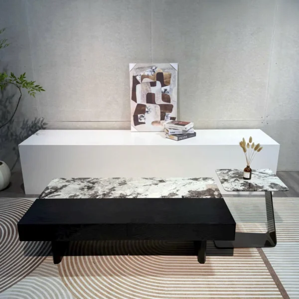 Bàn trà Vuông Đôi Mặt Đá Cao Cấp - SP14996