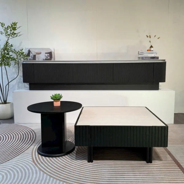 Bàn Trà Vuông Đôi Mặt Đá Hiện Đại - SP15197