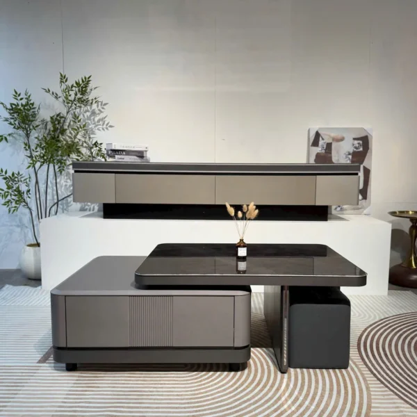 Bàn Trà Vuông Kép Mặt Đá Cao Cấp - SP15189