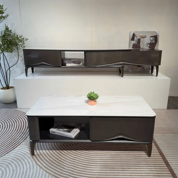 Bàn Trà Vuông Mặt Đá Có Ngăn kéo Cao Cấp - SP15594