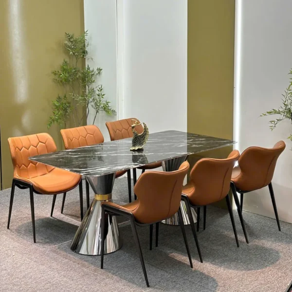 bo ban an mat da 6 ghe boc da chan inox hien dai sp15630 3