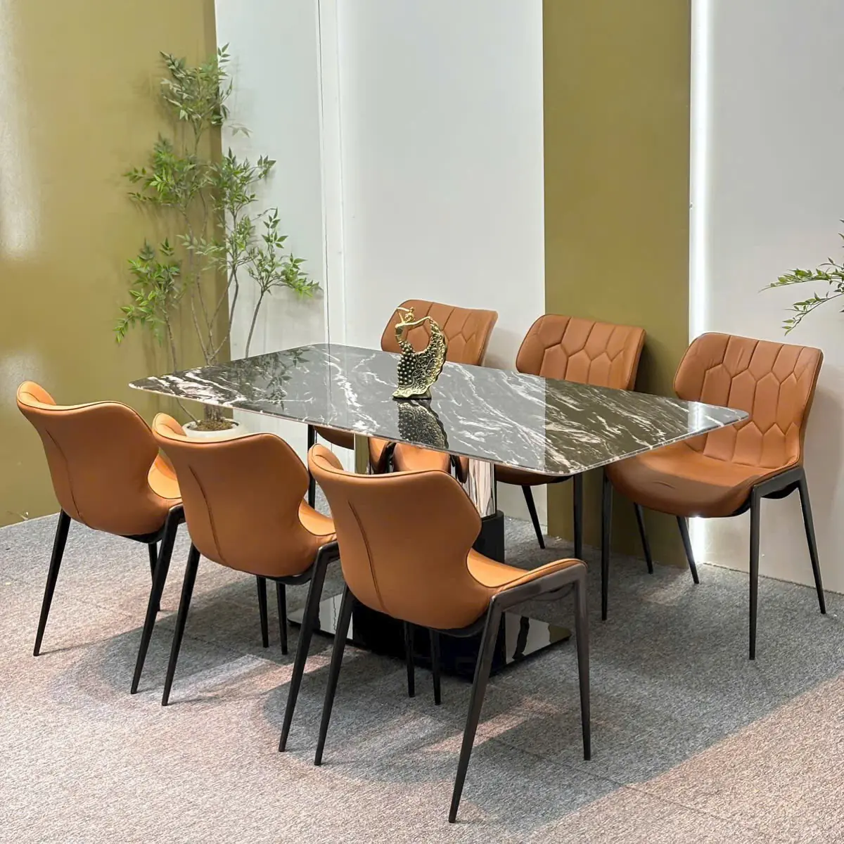 Bộ Bàn Ăn Mặt Đá 6 Ghế Bọc Da Chân Inox Hiện Đại - SP15640 14 bo ban an mat da 6 ghe boc da chan inox hien dai sp15640 3