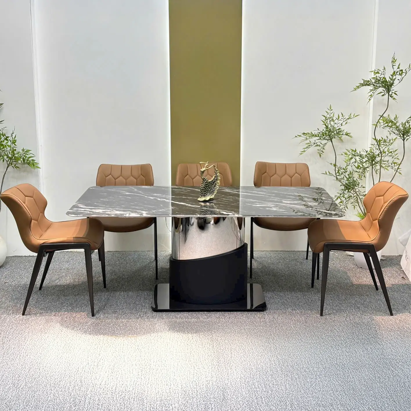 Bộ Bàn Ăn Mặt Đá 6 Ghế Bọc Da Chân Inox Hiện Đại - SP15640 13 bo ban an mat da 6 ghe boc da chan inox hien dai sp15640 4