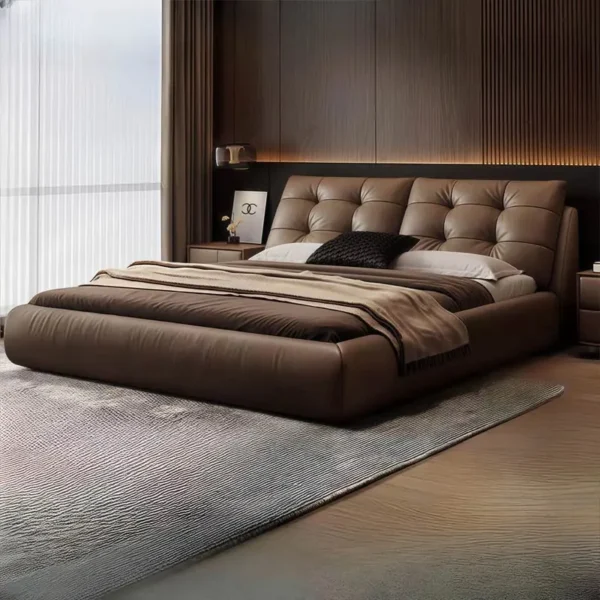 Giường Ngủ Bọc Da Chân Thấp Tựa Đầu Êm Ái Cao Cấp - SP15150
