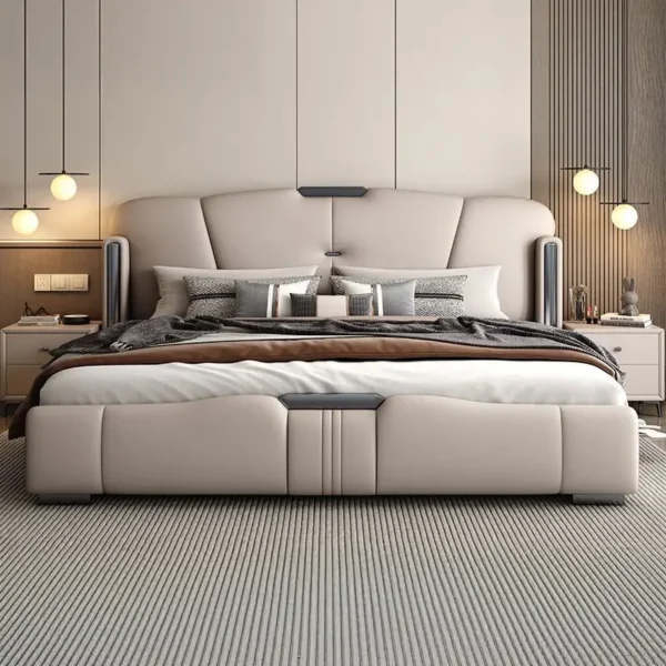 Giường Ngủ Bọc Da Viền Kim Loại Hiện Đại Sang Trọng - SP15105