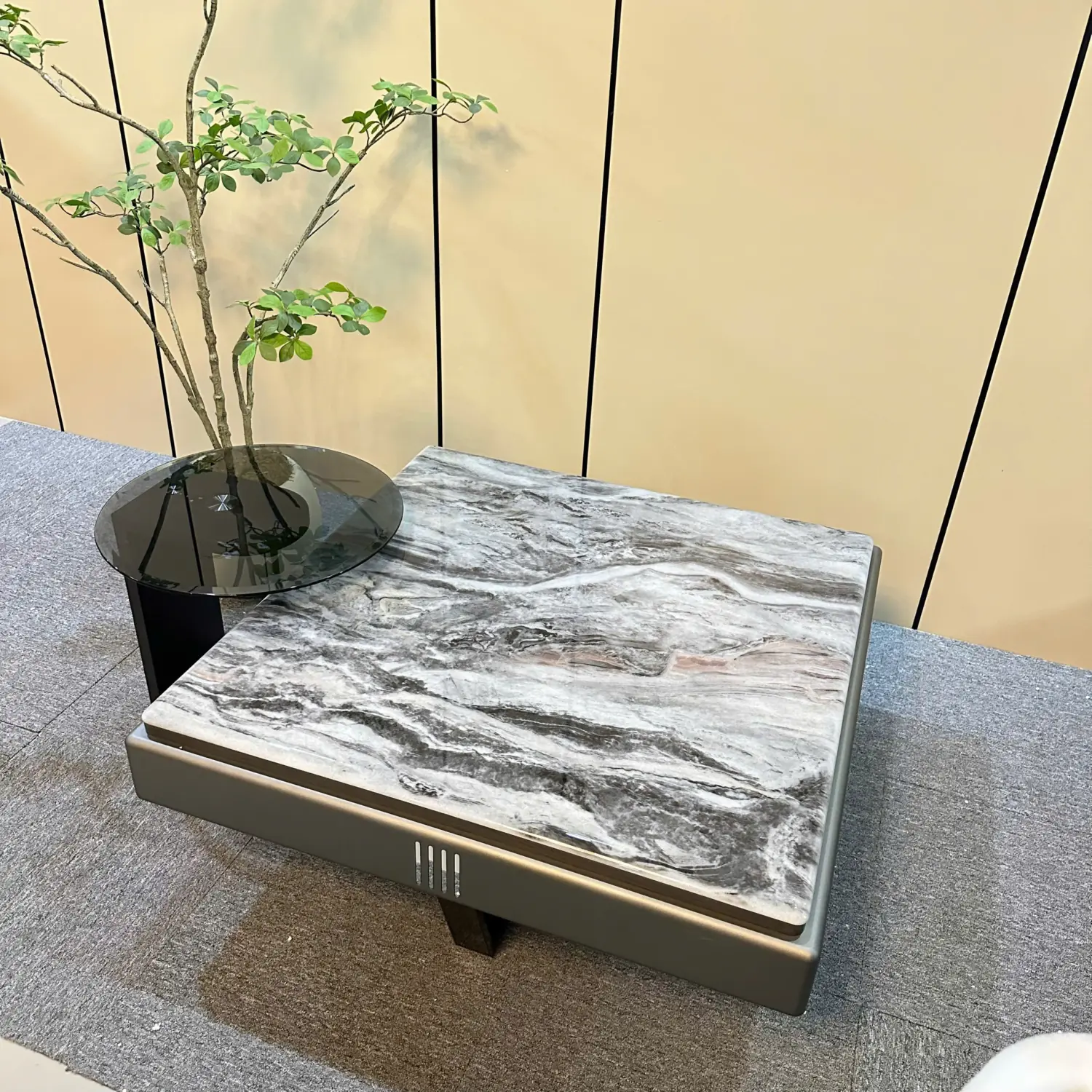 Bàn trà đôi mặt đá kết hợp kính hiện đại - SP15990 6 ban tra doi mat da ket hop kinh hien dai sp15990 2