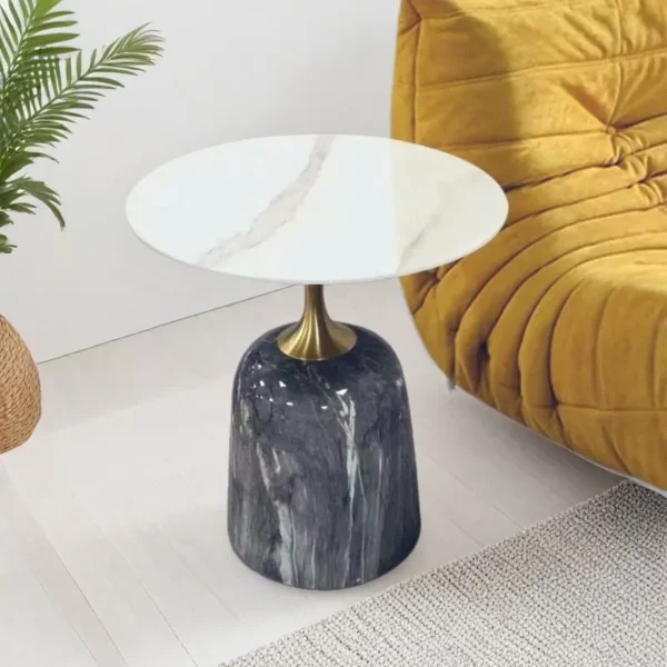 Trang chủ 482 Bàn trà góc sofa đá cao cấp chân kim loại cao cấp - SP15760