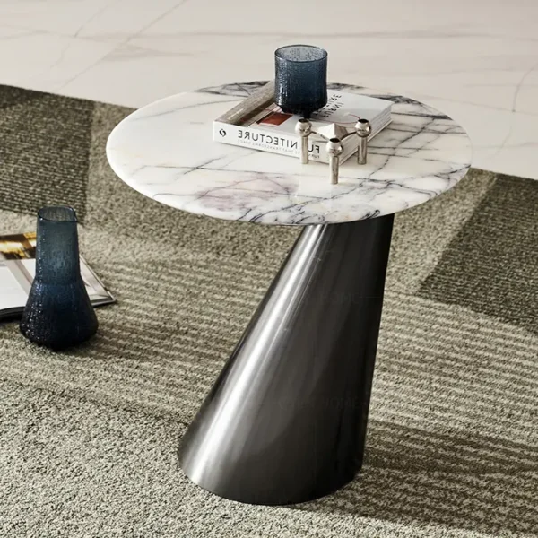 Bàn Trà Góc Sofa Mặt Đá Chân Kim Loại Cao Cấp - SP15779