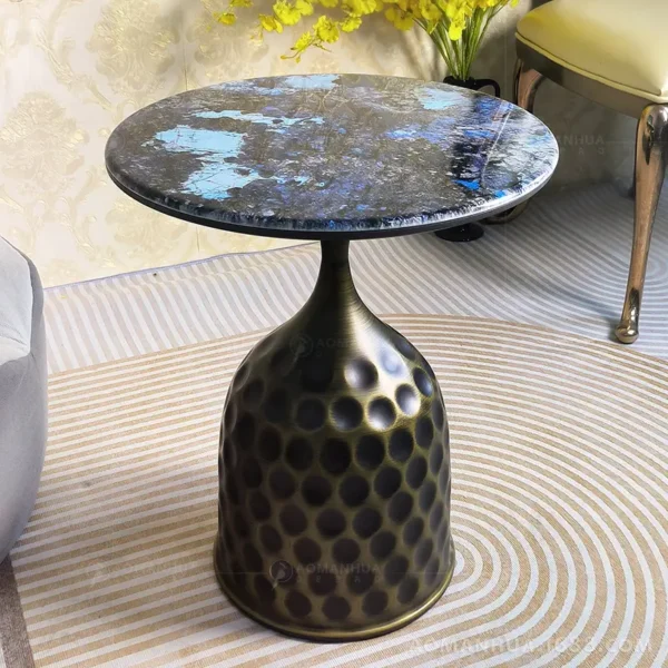 Trang chủ 484 Bàn trà góc sofa mặt đá chân thiết kế độc đáo hiện đại - SP15773