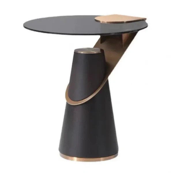 Bàn Trà Góc Sofa Mặt Kính Chân Cách Điệu Hiện Đại - SP15796