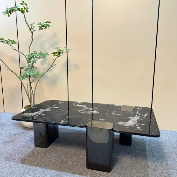 Bàn Trà Mặt Đá Vân Mây Hiện Đại - SP15998